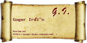 Goger Irén névjegykártya